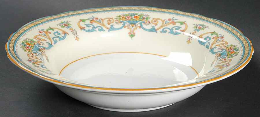 Henley (Scalloped, Yellow Trim) Rim Soup Bowl by John  Aynsley & Sons-1