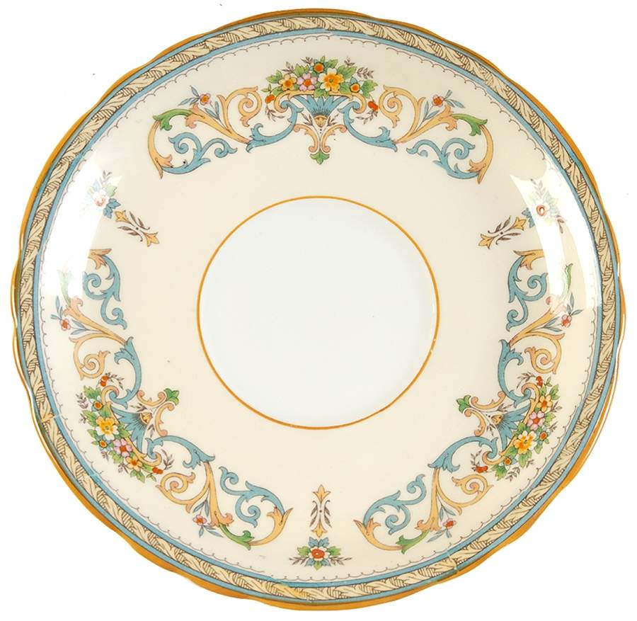 Henley (Scalloped, Yellow Trim) Saucer for Cream Soup Bowl by John  Aynsley & Sons-1
