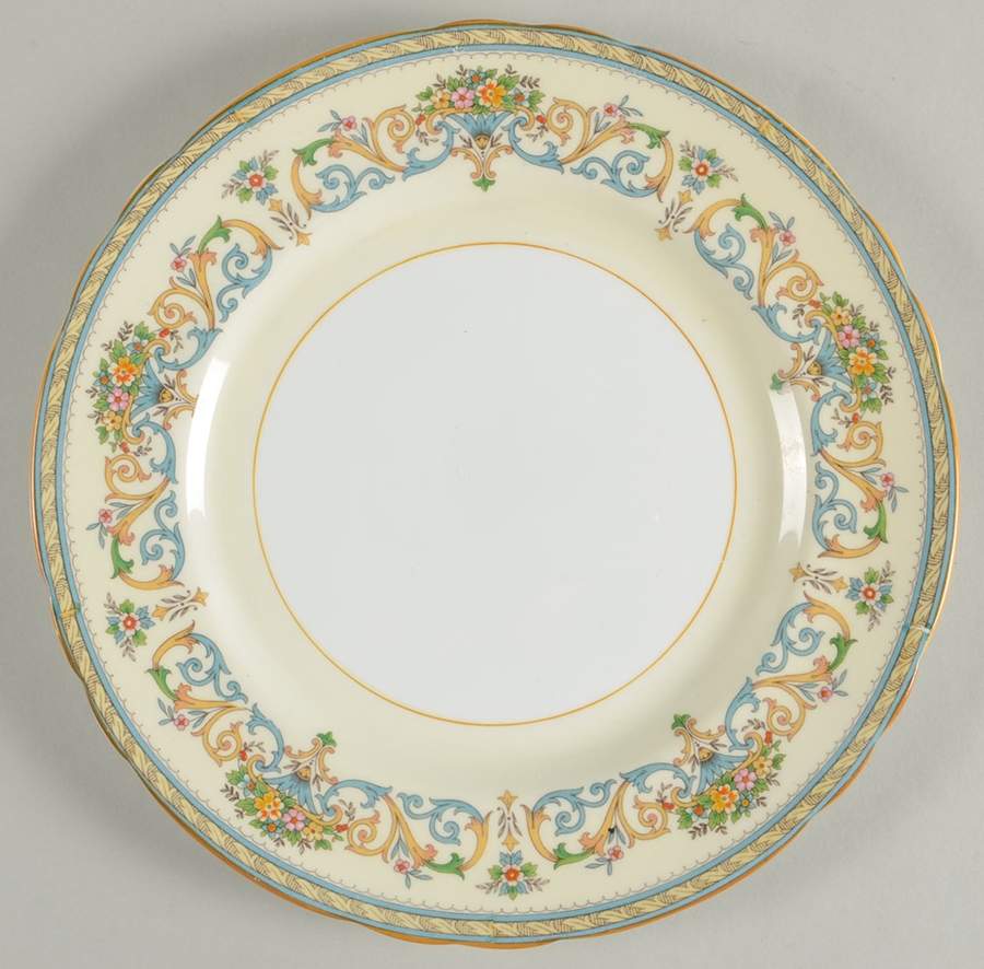 Henley (Scalloped, Yellow Trim) Dinner Plate by John  Aynsley & Sons-1