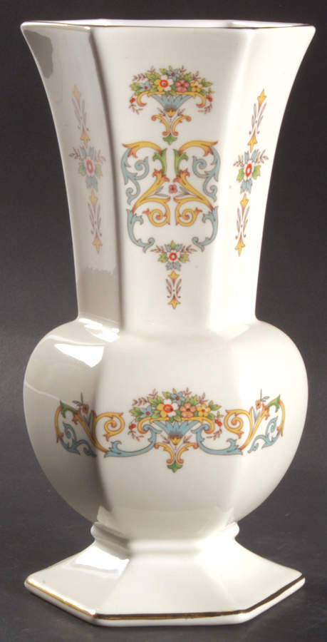 Henley (Smooth, Gold Trim, Blue Backstamp) 8" Vase by John  Aynsley & Sons-1