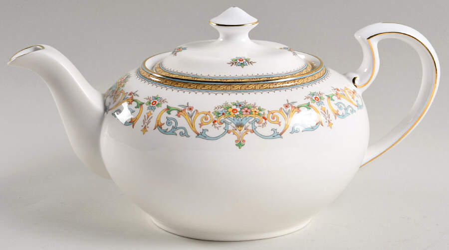 Henley (Smooth, Gold Trim, Blue Backstamp) Teapot & Lid by John  Aynsley & Sons-1