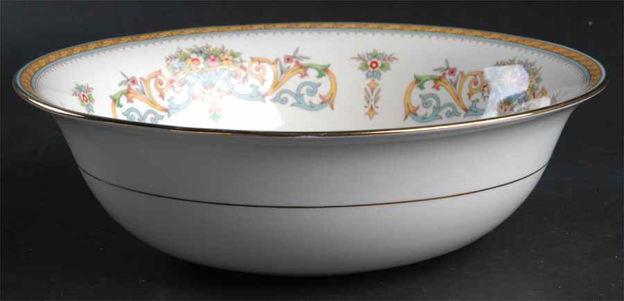 Henley (Smooth, Gold Trim, Blue Backstamp) 9" Round Vegetable Bowl by John  Aynsley & Sons-1