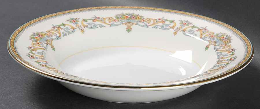 Henley (Smooth, Gold Trim, Blue Backstamp) Large Rim Soup Bowl by John  Aynsley & Sons-1