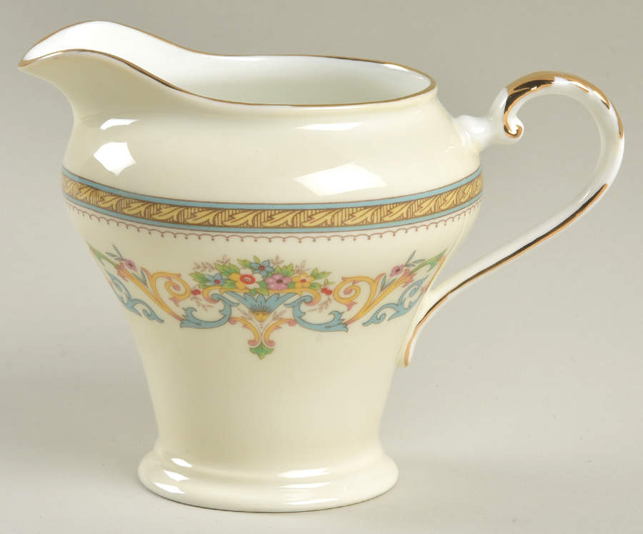 Henley (Smooth, Gold Trim, Green Backstamp) Creamer by John  Aynsley & Sons-1