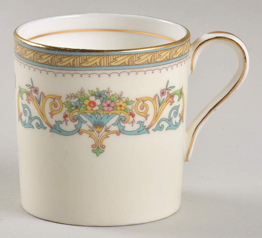 Henley (Smooth, Gold Trim, Green Backstamp) Flat Demitasse Cup by John  Aynsley & Sons-1