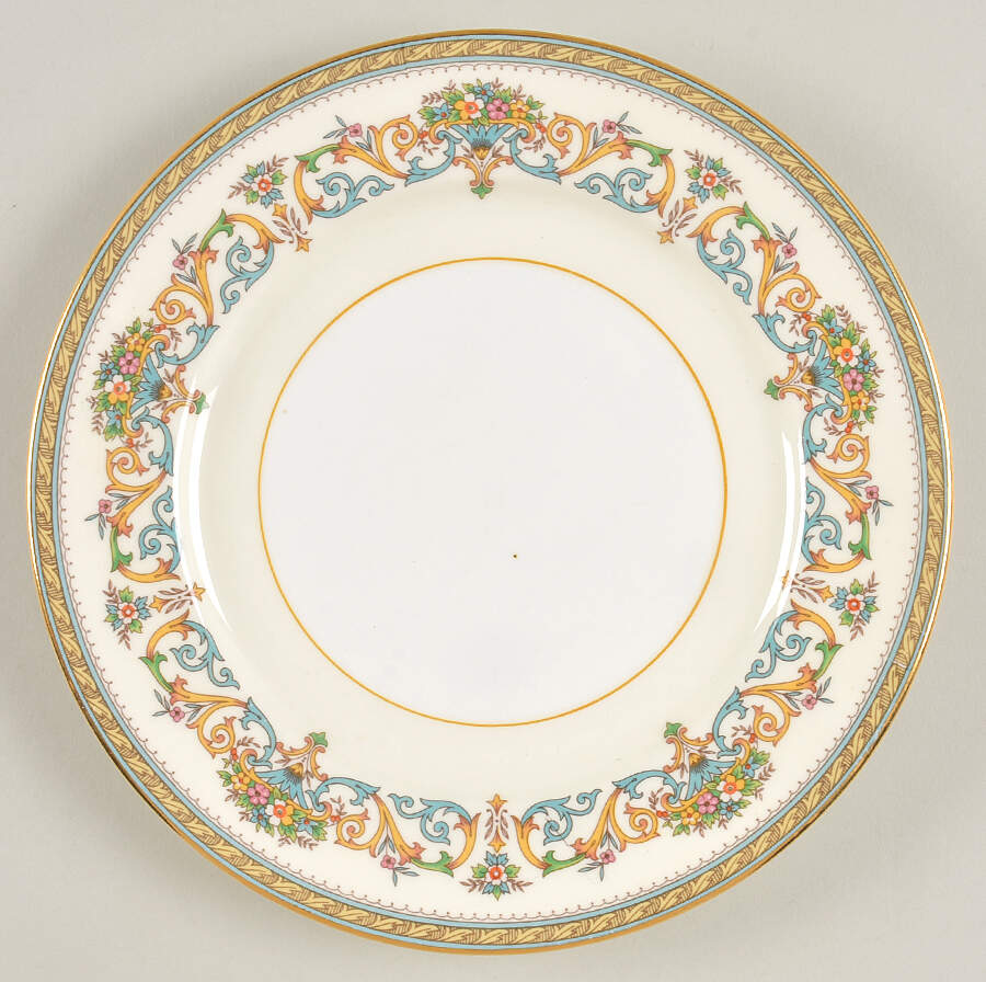 Henley (Smooth, Gold Trim, Green Backstamp) Salad Plate by John  Aynsley & Sons-1