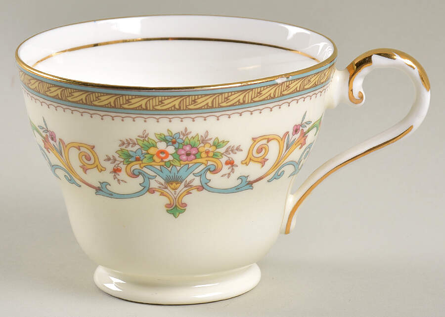 Henley (Smooth, Gold Trim, Green Backstamp) Footed Cup by John  Aynsley & Sons-1