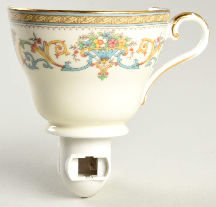 Henley (Smooth, Gold Trim, Green Backstamp) 1 5/8" + cup (H) Night Light/Cup HC by John  Aynsley & Sons-1