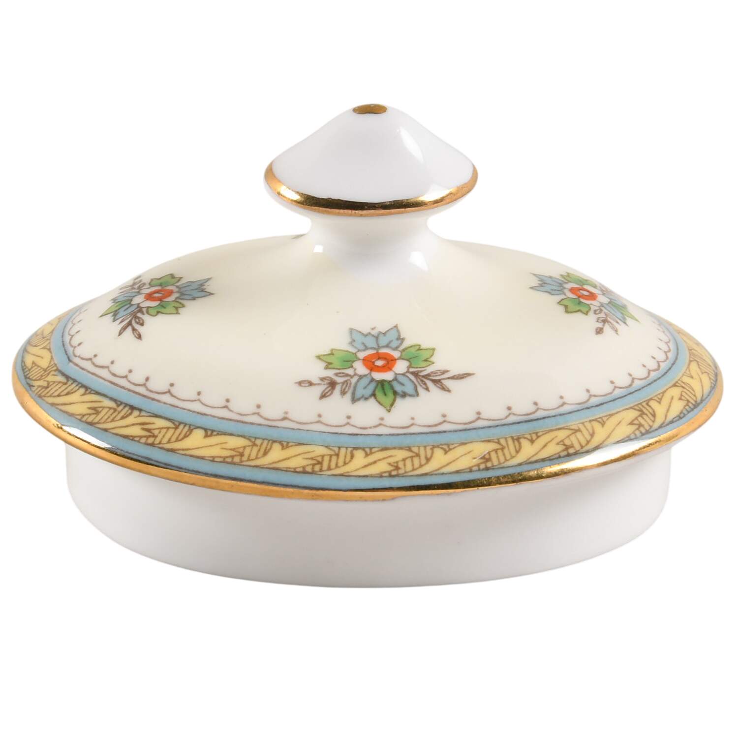 Henley (Smooth, Gold Trim, Green Backstamp) Lid for Sugar Bowl by John  Aynsley & Sons-1