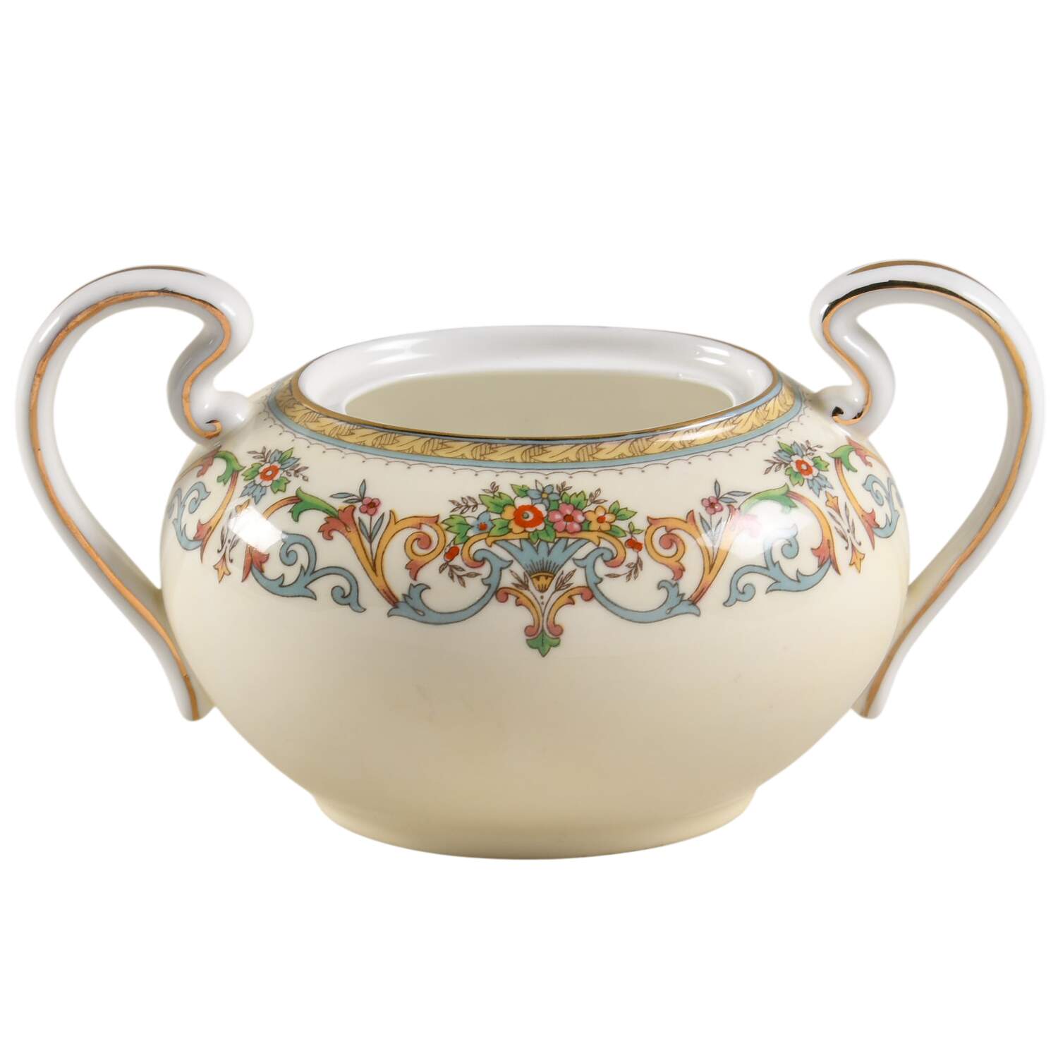 Henley (Smooth, Gold Trim, Green Backstamp) Sugar Bowl No Lid by John  Aynsley & Sons-1