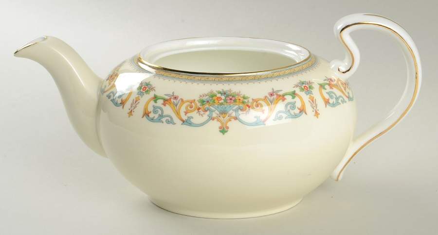 Henley (Smooth, Gold Trim, Green Backstamp) Teapot No Lid by John  Aynsley & Sons-1