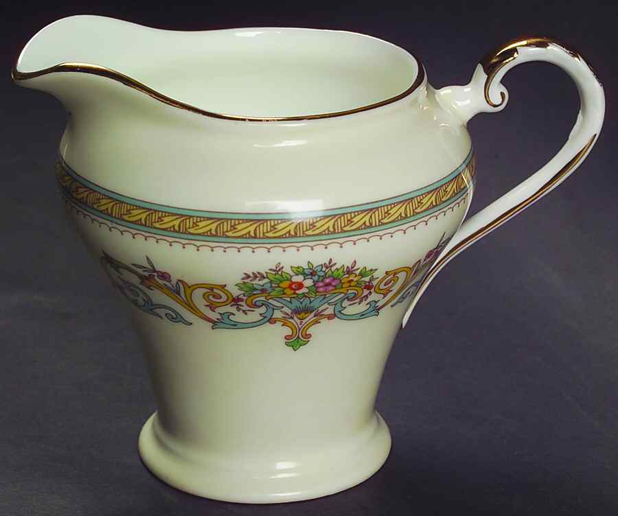 Henley (Smooth, Gold Trim, Green Backstamp) Creamer by John  Aynsley & Sons-1