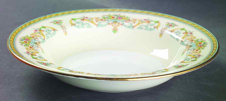 Henley (Smooth, Gold Trim, Green Backstamp) Rim Soup Bowl by John  Aynsley & Sons-1
