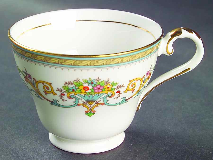 Henley (Smooth, Gold Trim, Green Backstamp) Footed Cup by John  Aynsley & Sons-1