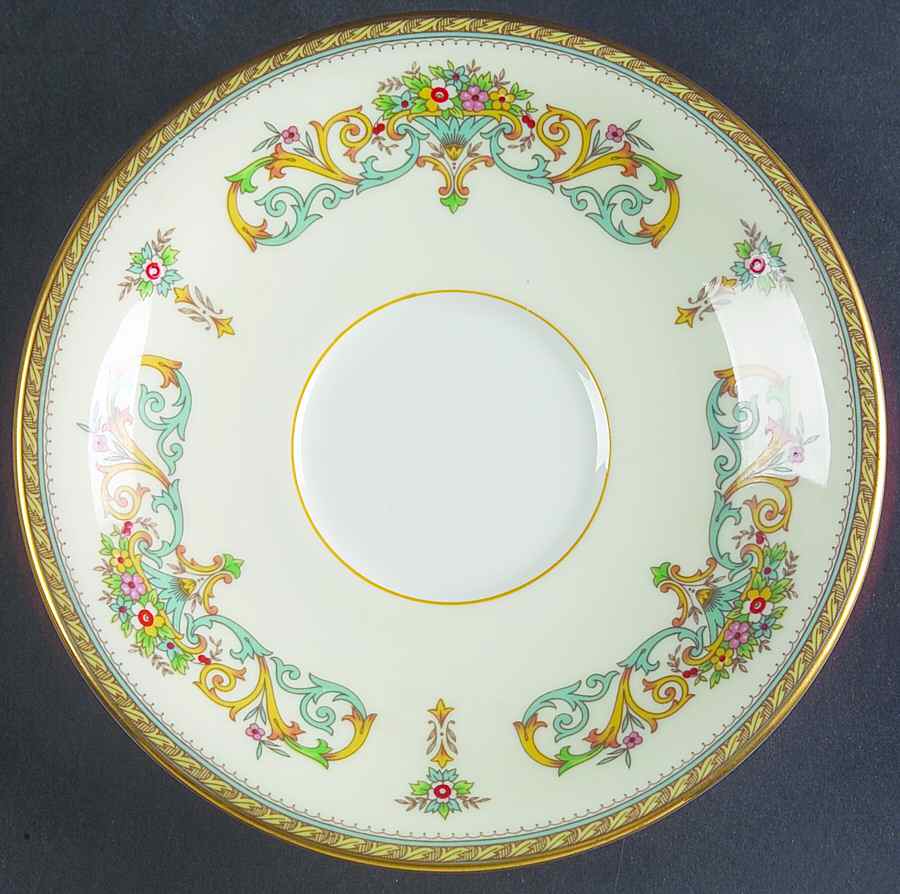 Henley (Smooth, Gold Trim, Green Backstamp) Saucer for Cream Soup Bowl by John  Aynsley & Sons-1