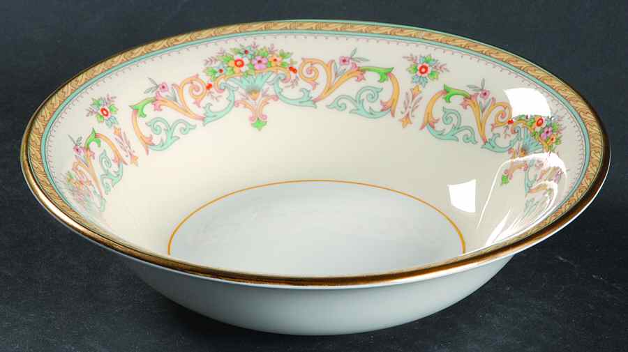 Henley (Smooth, Gold Trim, Green Backstamp) Coupe Cereal Bowl by John  Aynsley & Sons-1