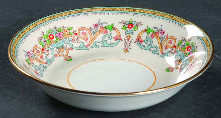 Henley (Smooth, Gold Trim, Green Backstamp) Fruit/Dessert (Sauce) Bowl by John  Aynsley & Sons-1
