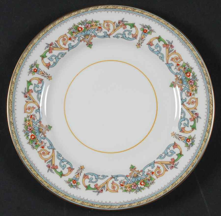 Henley (Smooth, Gold Trim, Green Backstamp) Bread & Butter Plate by John  Aynsley & Sons-1