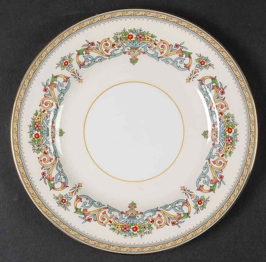Henley (Smooth, Gold Trim, Green Backstamp) Dessert/Pie Plate by John  Aynsley & Sons-1