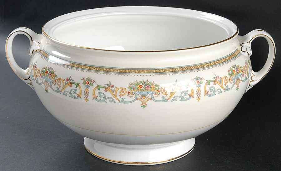 Henley (Smooth, Gold Trim, Green Backstamp) Tureen No Lid by John  Aynsley & Sons-1