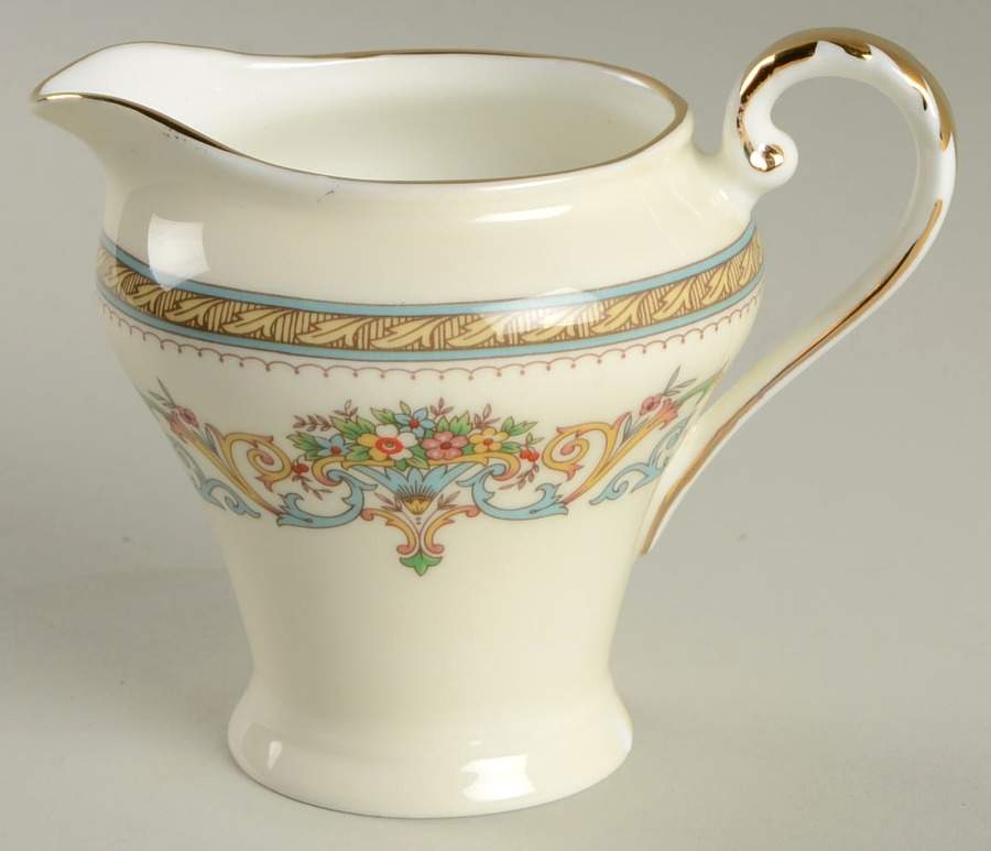 Henley (Smooth, Gold Trim, Green Backstamp) Creamer by John  Aynsley & Sons-1
