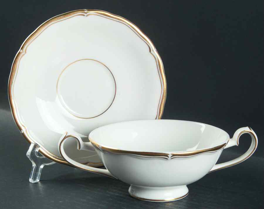 Heritage Footed Cream Soup Bowl & Saucer Set by John  Aynsley & Sons-1