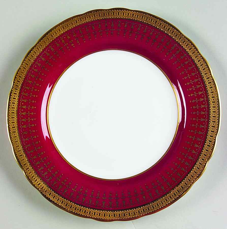 Hertford Maroon (Scalloped) Bread & Butter Plate by John  Aynsley & Sons-1