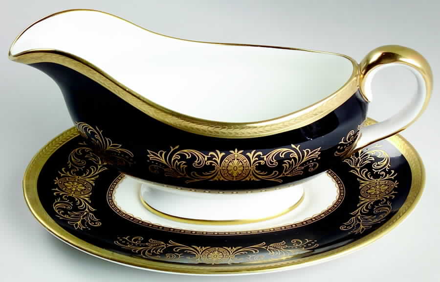 Imperial Onyx (Black) Gravy Boat & Underplate by John  Aynsley & Sons-1