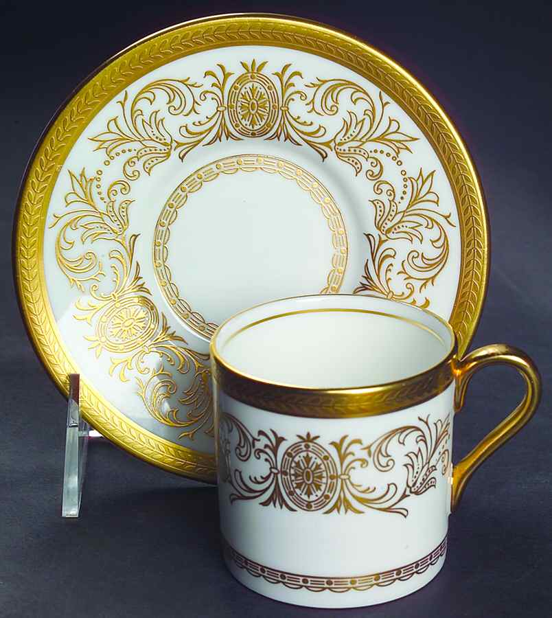 Imperial Gold Flat Demitasse Cup & Saucer Set by John  Aynsley & Sons-1