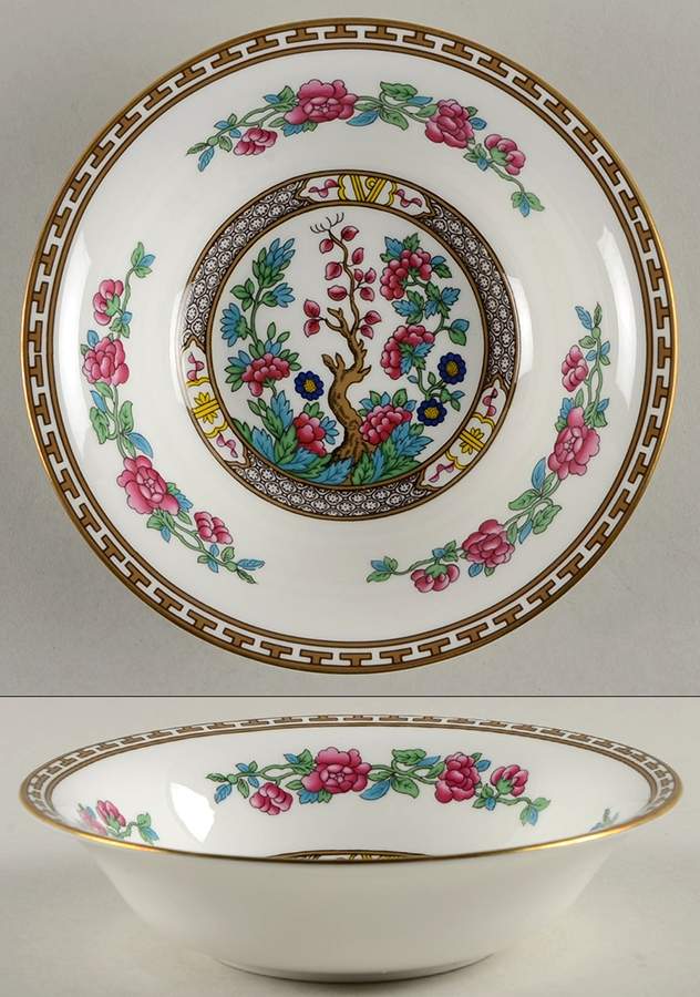 Indian Tree (Gold Trim, Gold Key, Smooth) Coupe Cereal Bowl by John  Aynsley & Sons-1