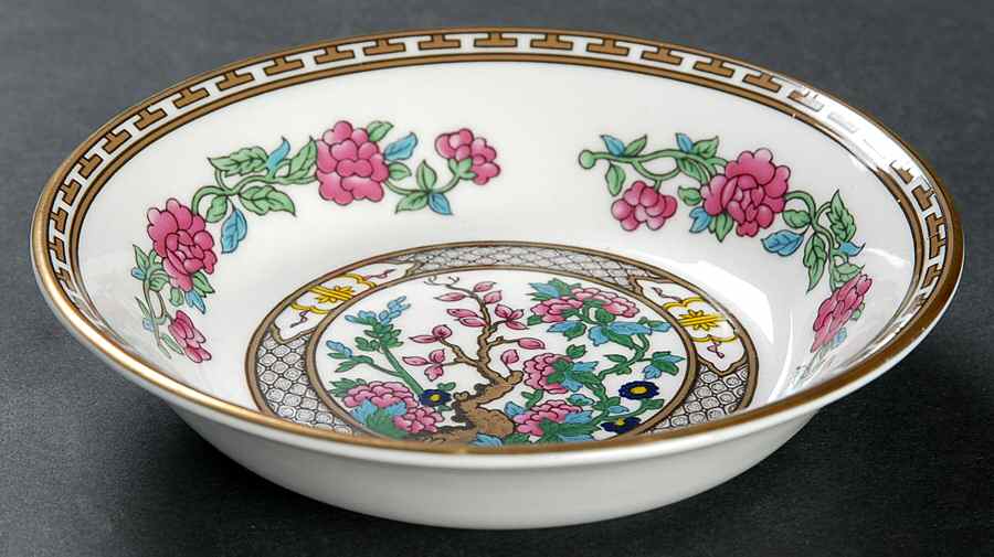 Indian Tree (Gold Trim, Gold Key, Smooth) Fruit/Dessert (Sauce) Bowl by John  Aynsley & Sons-1