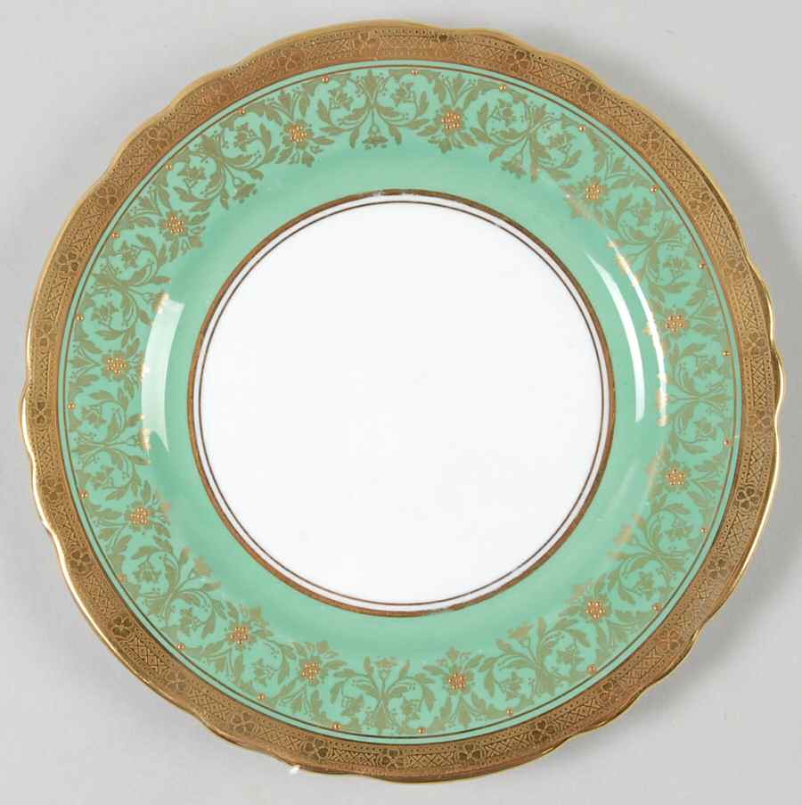 Kenilworth Green (Scalloped, Gold Encrusted) Bread & Butter Plate by John  Aynsley & Sons-1