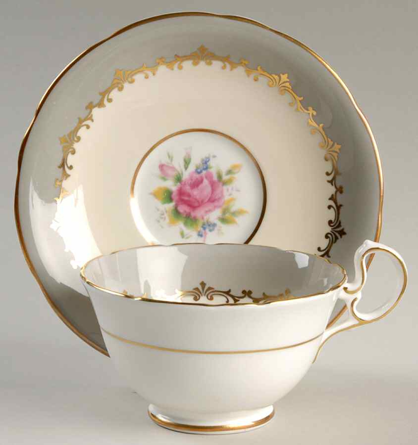 Lancaster Gray Footed Cup & Saucer Set by John  Aynsley & Sons-1