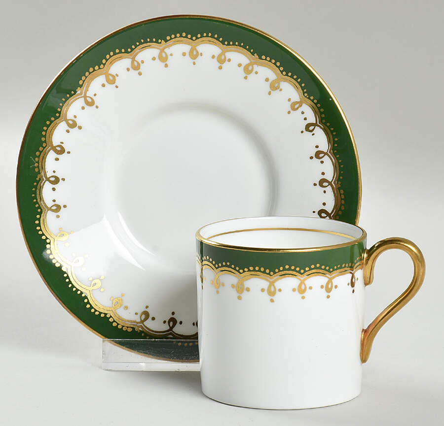 Laurette Green (Smooth) Flat Demitasse Cup & Saucer Set by John  Aynsley & Sons-1