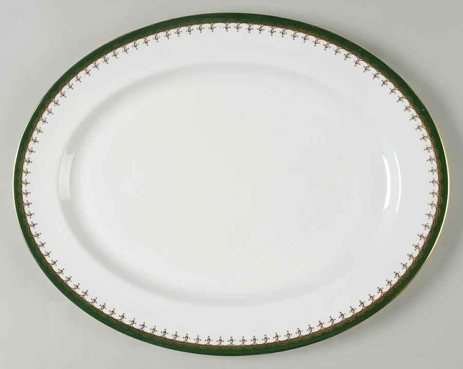 Laurette Green (Smooth) 15" Oval Serving Platter by John  Aynsley & Sons-1
