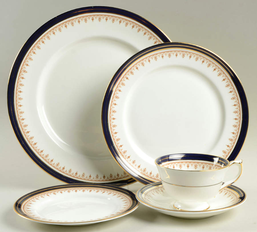 Leighton Cobalt (Smooth) 5 Piece Place Setting by John  Aynsley & Sons-1