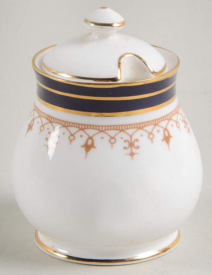 Leighton Cobalt (Smooth) Mustard Jar & Lid by John  Aynsley & Sons-1