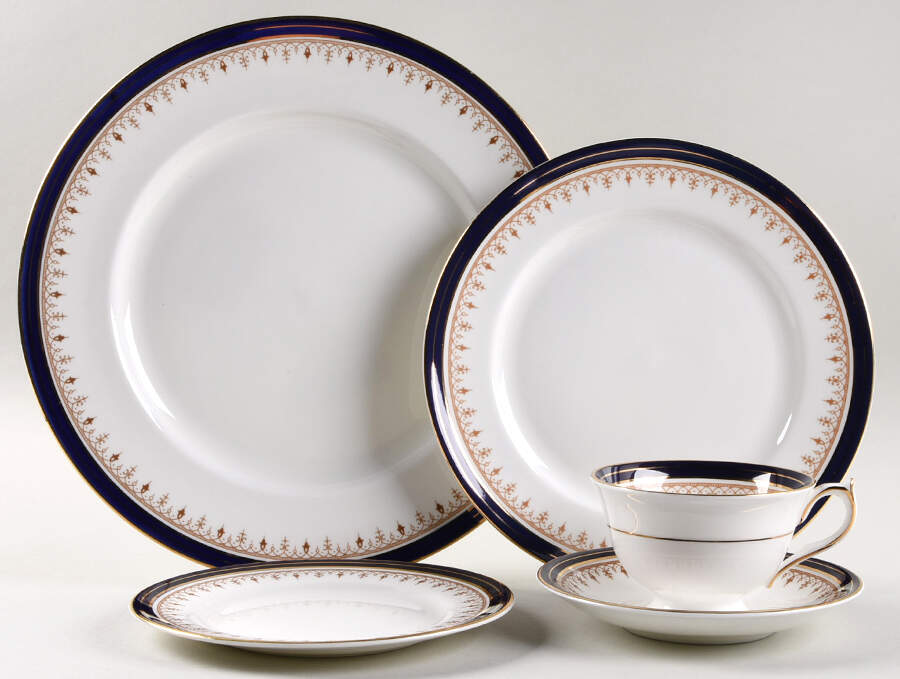 Leighton Cobalt (Smooth) 40 Piece Estate Set by John  Aynsley & Sons-1