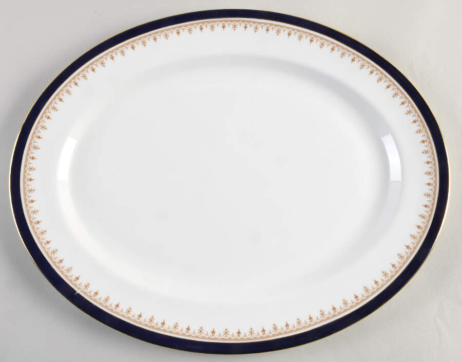 Leighton Cobalt (Smooth) 15" Oval Serving Platter by John  Aynsley & Sons-1