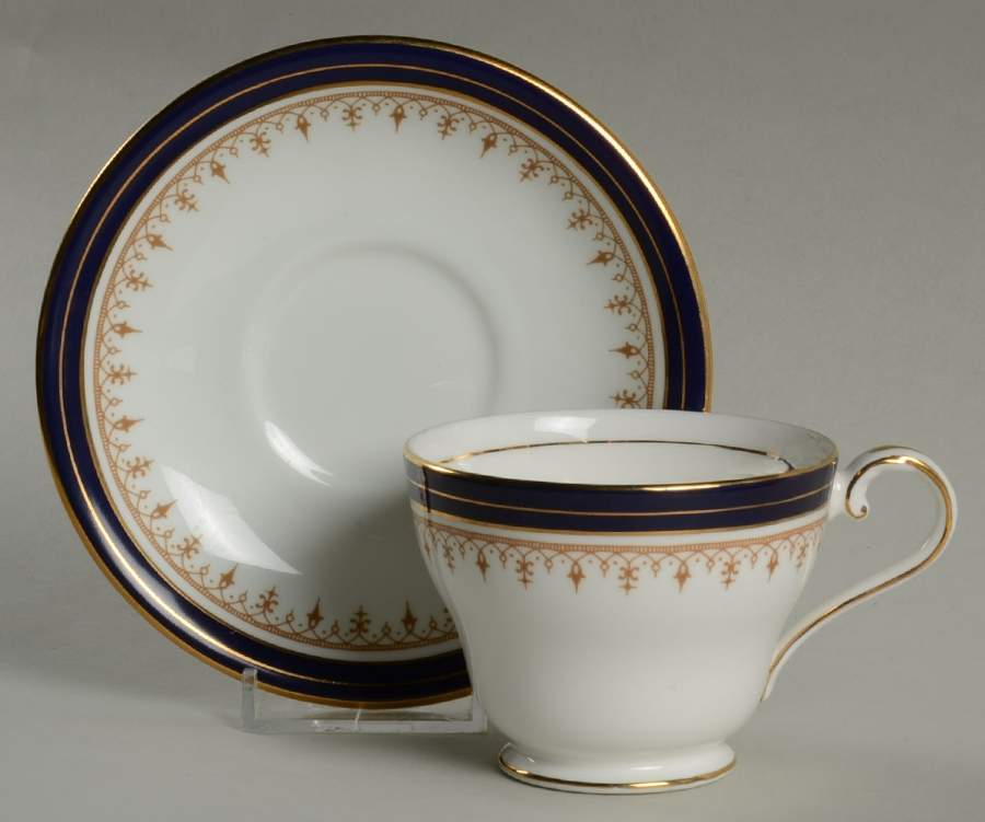 Leighton Cobalt (Smooth) Footed Cup & Saucer Set by John  Aynsley & Sons-1