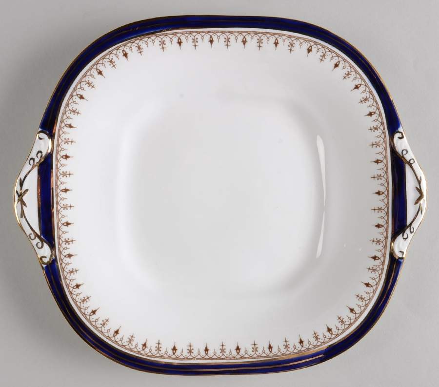 Leighton Cobalt (Smooth) Square Handled Cake Plate by John  Aynsley & Sons-1