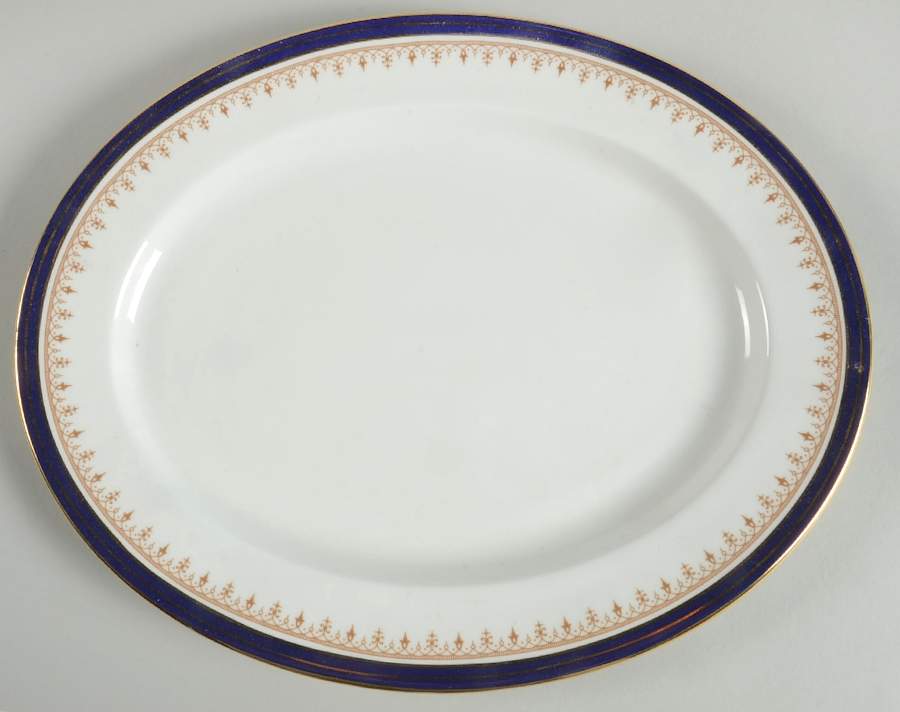 Leighton Cobalt (Smooth) 13" Oval Serving Platter by John  Aynsley & Sons-1