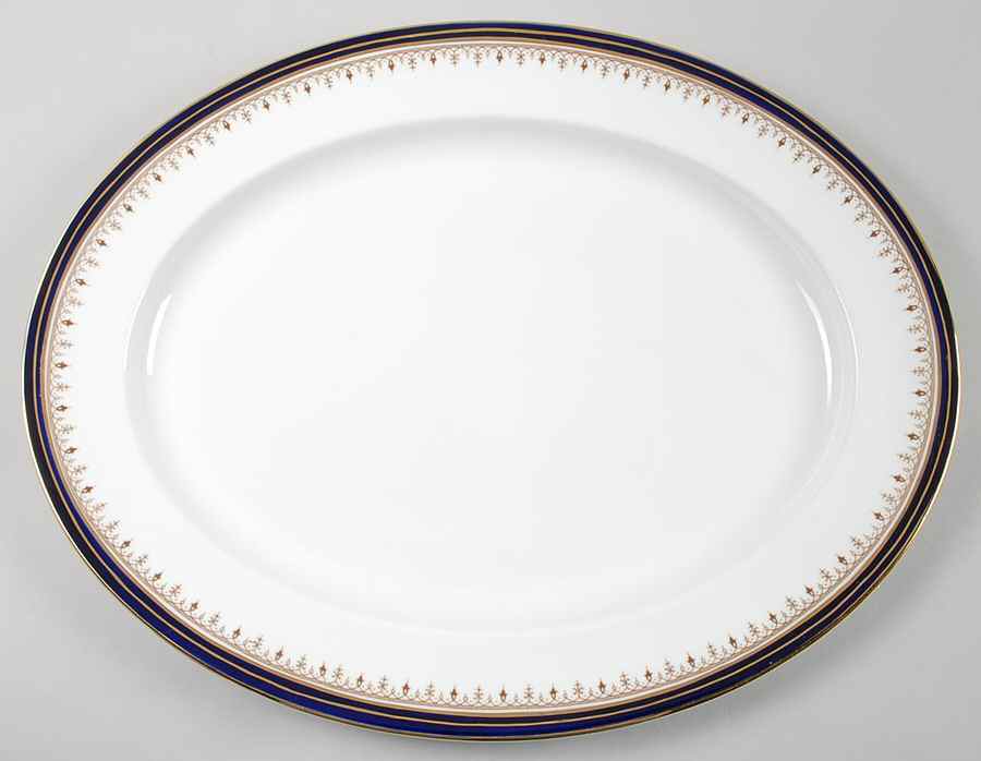 Leighton Cobalt (Smooth) 17" Oval Serving Platter by John  Aynsley & Sons-1