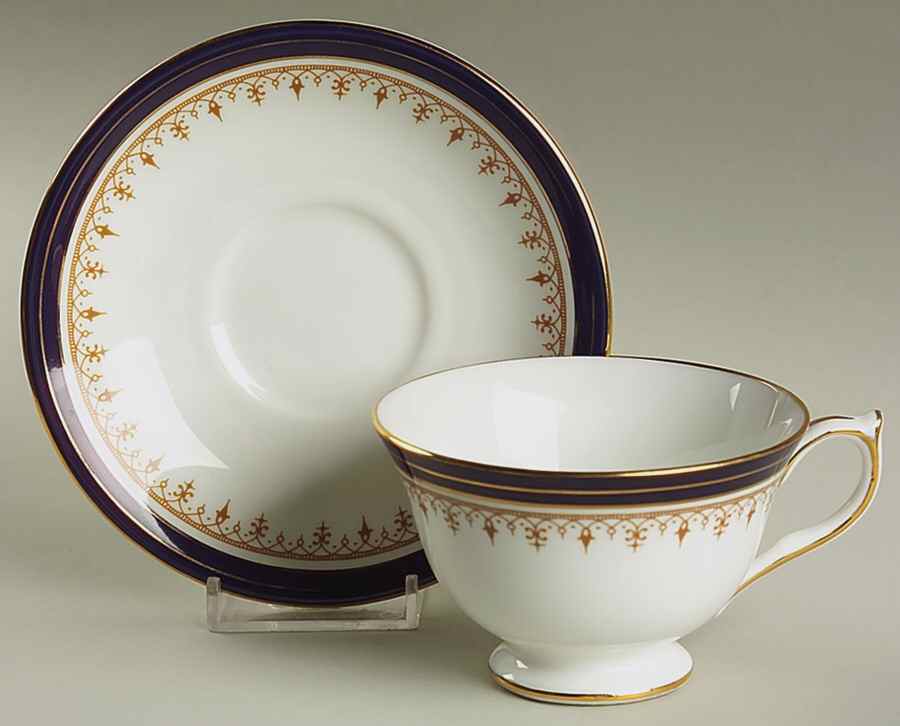 Leighton Cobalt (Smooth) Footed Cup & Saucer Set by John  Aynsley & Sons-1