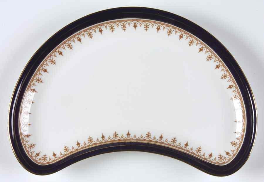 Leighton Cobalt (Smooth) Crescent Salad Plate by John  Aynsley & Sons-1
