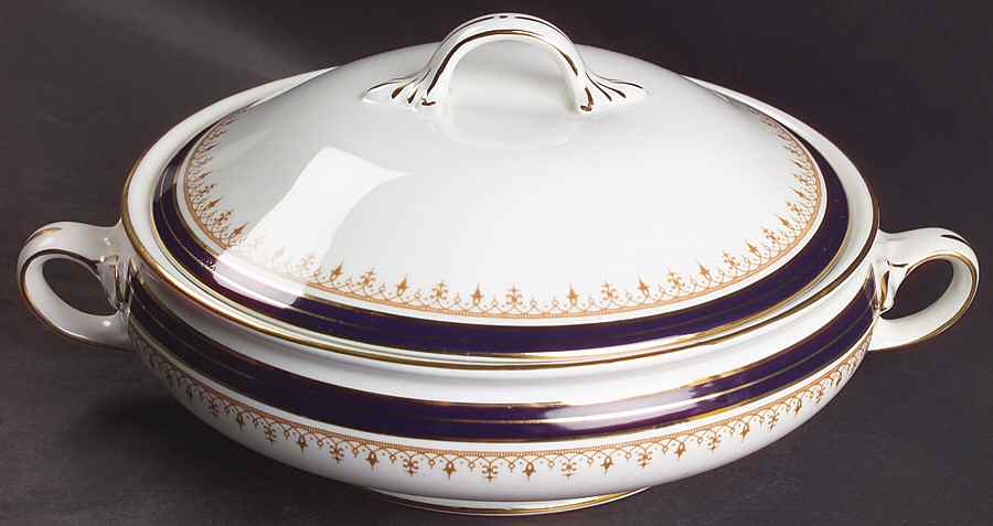 Leighton Cobalt (Smooth) Round Covered Vegetable by John  Aynsley & Sons-1