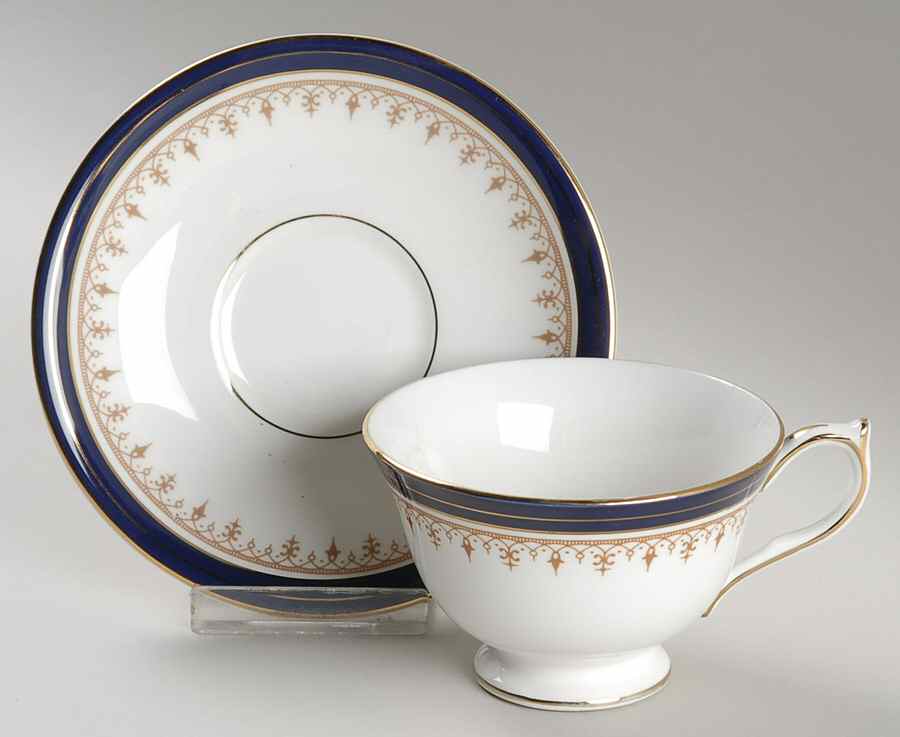 Leighton Cobalt (Smooth) Footed Cup & Saucer Set by John  Aynsley & Sons-1