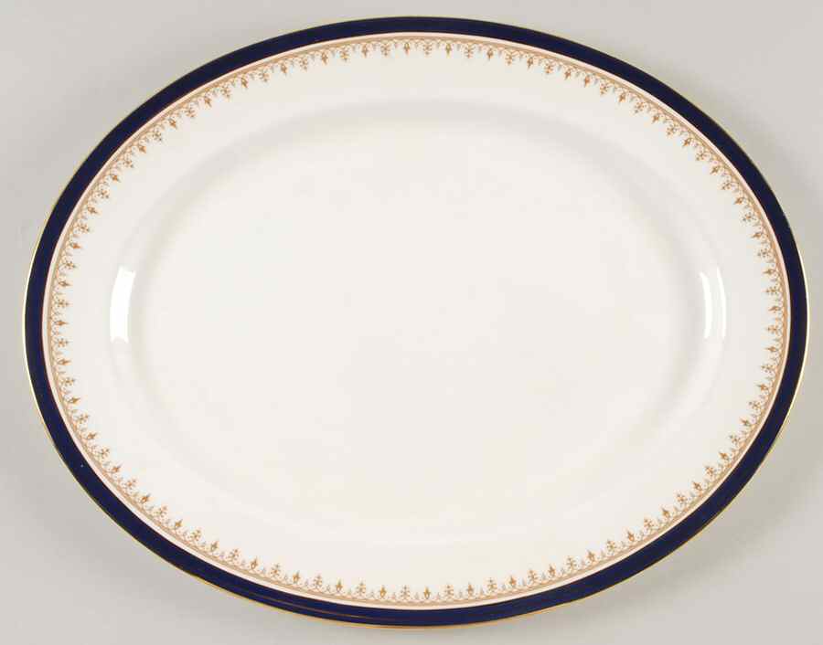 Leighton Cobalt (Smooth) 15" Oval Serving Platter by John  Aynsley & Sons-1