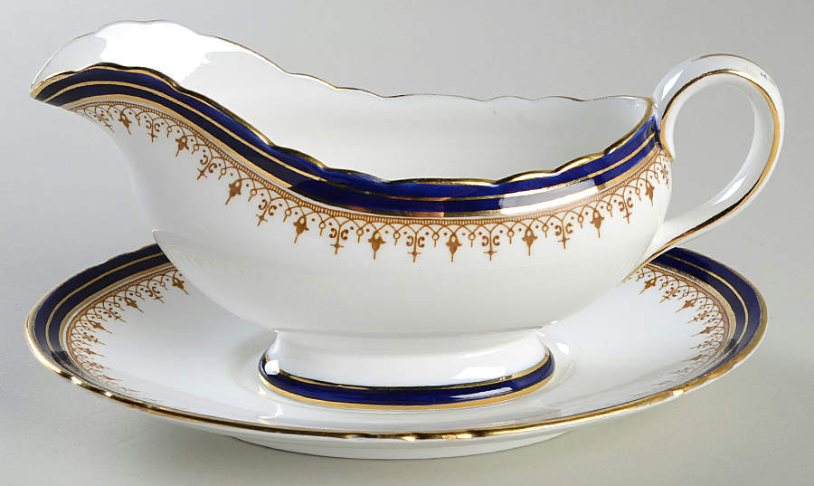 Leighton Cobalt (Scalloped) Gravy Boat & Underplate by John  Aynsley & Sons-1