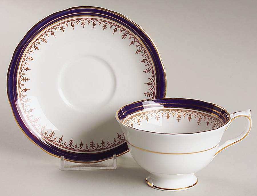 Leighton Cobalt (Scalloped) Footed Cup & Saucer Set by John  Aynsley & Sons-1